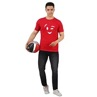 VINTAGE DREAM AND DEVICE OF LEAF Men's Cotton Regular Fit Half Sleeve Smile Printed Casual Tshirt (Red, Size XL)-thumb2