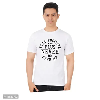 VINTAGE DREAM AND DEVICE OF LEAF Men's Cotton Regular Fit Half Sleeve 82 Never give Up Printed Casual Tshirt (White, Size XL) -Packof2-thumb0