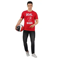 VINTAGE DREAM AND DEVICE OF LEAF Men's Cotton Regular Fit Half Sleeve Devil Inside Printed Casual Tshirt (Red, Size S)-thumb2