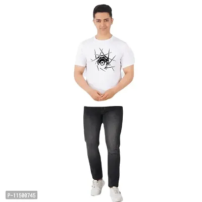 VINTAGE DREAM AND DEVICE OF LEAF Men's Cotton Regular Fit Half Sleeve Pause Printed Casual Tshirt (White, Size XL)-thumb3