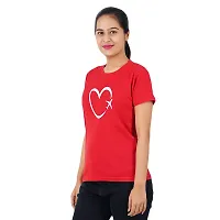 VINTAGE DREAM AND DEVICE OF LEAF Women's Cotton Regular Fit Half Sleeve Heart Printed Casual Tshirt (Red, Size M)-thumb3