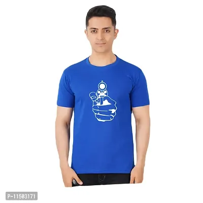 VINTAGE DREAM AND DEVICE OF LEAF Men's Cotton Regular Fit Half Sleeve Cartoon Printed Casual Tshirt (Blue, Size XL) -Packof2