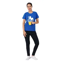 VINTAGE DREAM AND DEVICE OF LEAF Women's Cotton Regular Fit Half Sleeve Bow Printed Casual Tshirt (Blue, Size 2XL)-thumb2