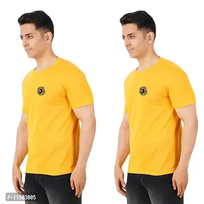 VINTAGE DREAM AND DEVICE OF LEAF Men's Cotton Regular Fit Half Sleeve Etrangere Printed Casual Tshirt (Yellow, Size M) -Packof1-thumb0