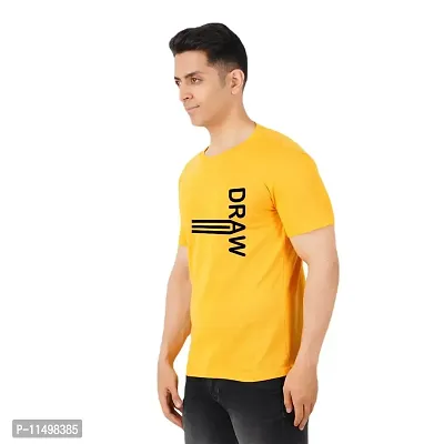 VINTAGE DREAM AND DEVICE OF LEAF Men's Cotton Regular Fit Half Sleeve Draw Printed Casual Tshirt (Yellow, Size 2XL)-thumb4