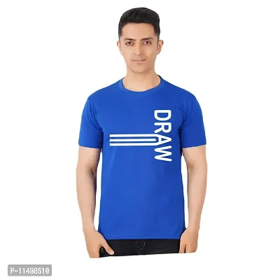 VINTAGE DREAM AND DEVICE OF LEAF Men's Cotton Regular Fit Half Sleeve Draw Printed Casual Tshirt (Blue, Size M) -Packof1