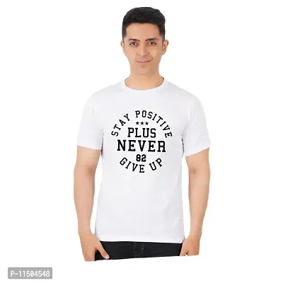 VINTAGE DREAM AND DEVICE OF LEAF Men's Cotton Regular Fit Half Sleeve 82 Never give Up Printed Casual Tshirt (White, Size M) -Packof2