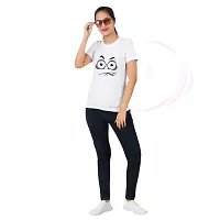 VINTAGE DREAM AND DEVICE OF LEAF Women's Cotton Regular Fit Half Sleeve Believe Eyes Printed Casual Tshirt (White, Size S)-thumb2