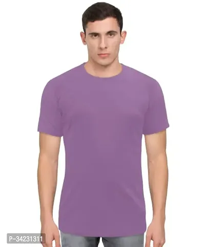 Contemporary Polyester Solid Round Neck Tees For Men-thumb0