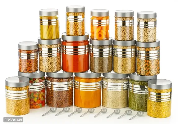 Designer Kitchen Containers Grocery Container Set Of 18 Silver - Kitchen Storage-thumb0