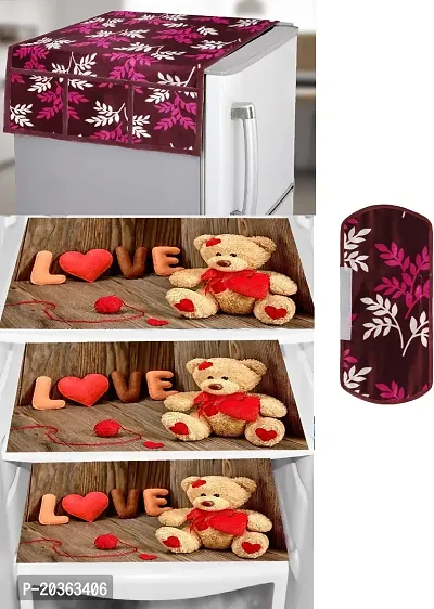 Combo of Exclusive Decorative Fridge Top Cover  Fridge Mat