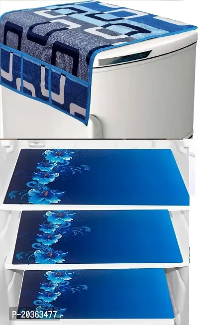 Combo of Exclusive Decorative Fridge Top Cover  Fridge Mat