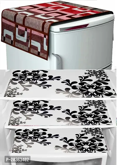 Combo of Exclusive Decorative Fridge Top Cover  Fridge Mat