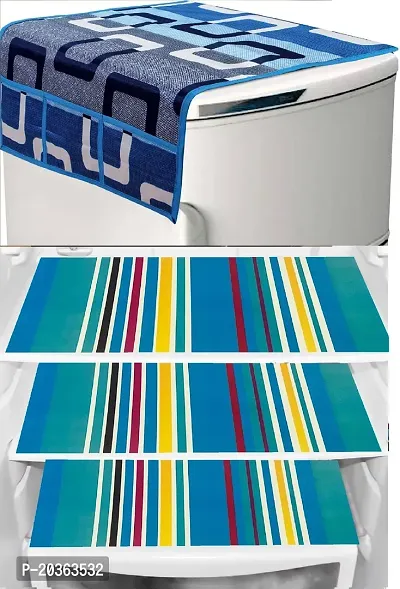 Combo of Exclusive Decorative Fridge Top Cover  Fridge Mat