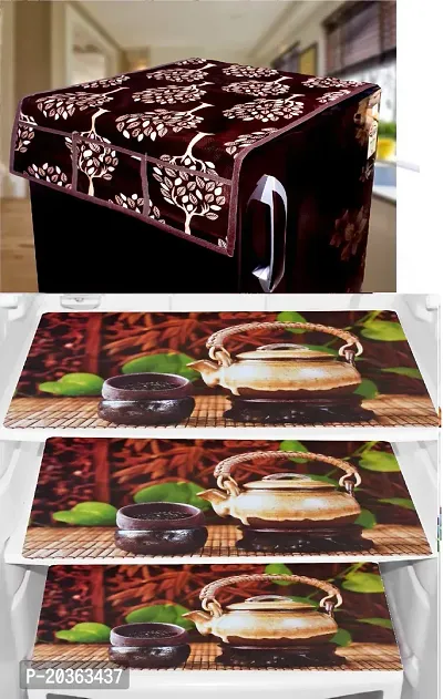 Combo of Exclusive Decorative Fridge Top Cover  Fridge Mat