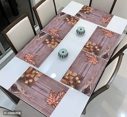 THE LIONS SHARE Placemats Table Mats|PVC Washable Place Mats|Linning Design  Dining Kitchen Restaurant Table (Set of 6, Brown, Polyvinyl Chloride)