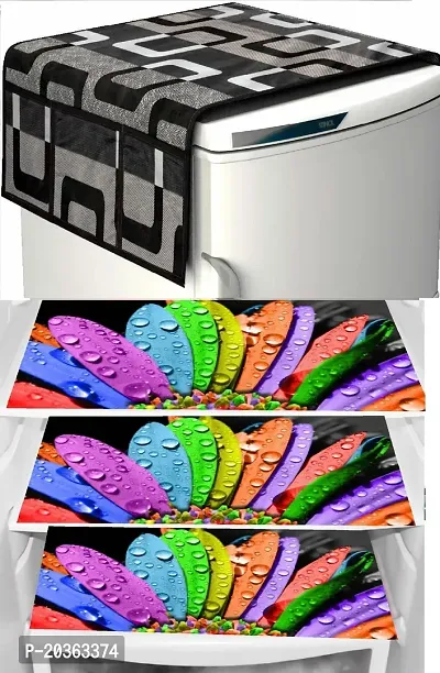 Combo of Exclusive Decorative Fridge Top Cover  Fridge Mat