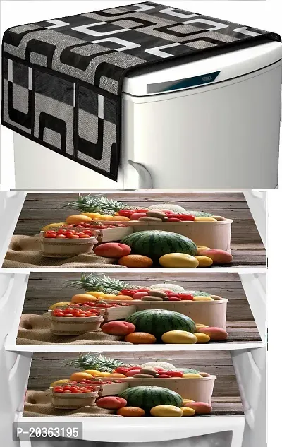 Designer Fridge/Refrigerator Top Cover with 6 Utility Side Pockets, Anti-Dust Cover, Durable, Size: 21 * 39 Inches-thumb0