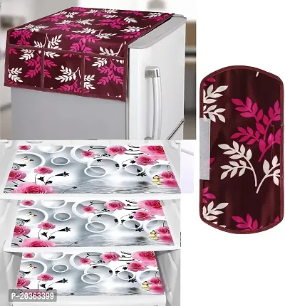 Combo of Exclusive Decorative Fridge Top Cover  Fridge Mat-thumb0