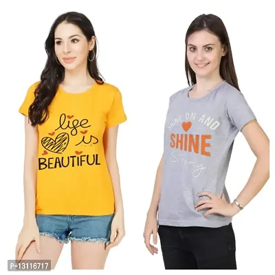 The Lion's Share Women's Tie Dye Regular Fit Half Sleeves Tops for Women/Girls (Pack of 02)-thumb0