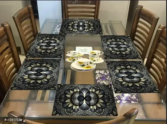 THE LION'S SHARE Placemats Set of 6, Heat Resistant, Washable PVC Table Mats, Woven Vinyl Dining Table, Non-Slip Stain Resistant Kitchen Table Placemats Easy to Clean-TLA017