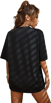 Elegant Black Cotton Blend Printed Tshirt For Women-thumb1