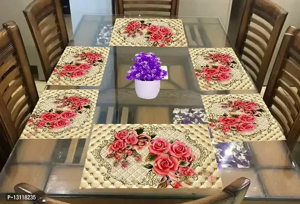 THE LION'S SHARE Placemats Set of 6, Heat Resistant, Washable PVC Table Mats, Woven Vinyl Dining Table, Non-Slip Stain Resistant Kitchen Table Placemats Easy to Clean-TLA012