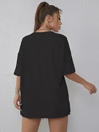 Elegant Black Cotton Blend Printed Tshirt For Women-thumb1