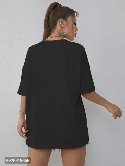 Elegant Black Cotton Blend Printed Tshirt For Women-thumb2