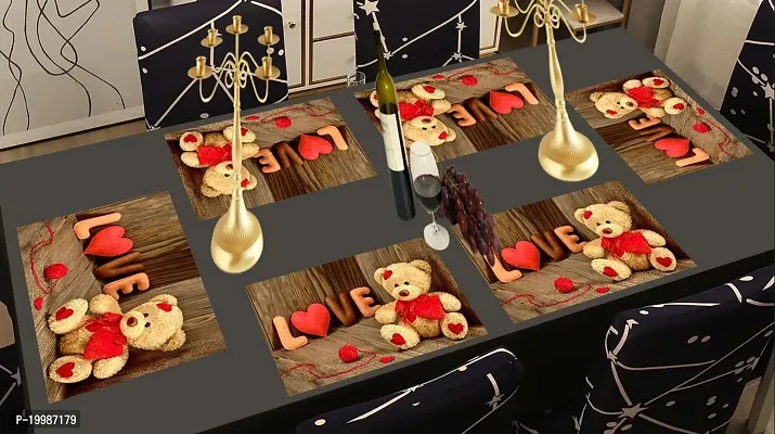 THE LIONS SHARE Placemats Table Mats|PVC Washable Place Mats|Linning Design  Dining Kitchen Restaurant Table (Set of 6, Brown, Polyvinyl Chloride)-thumb0