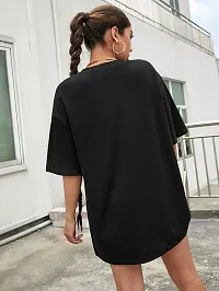 Elegant Black Cotton Blend Printed Tshirt For Women-thumb1