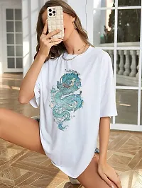 Elegant White Cotton Blend Printed Oversized Tshirt For Women-thumb1