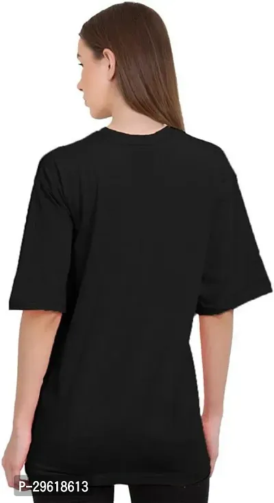 Elegant Black Cotton Blend Printed Tshirt For Women-thumb2