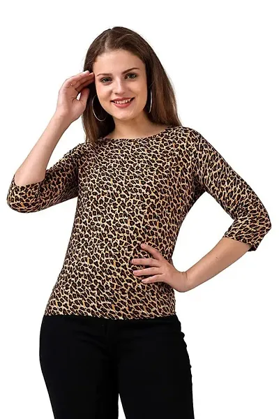 THE LION'S SHARE Crepe Slim Fit Digital Printed Top Pack of 01