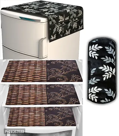 Combo of Exclusive Decorative Fridge Top Cover  Fridge Mat