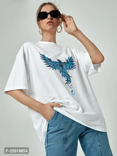 Elegant White Cotton Blend Printed Oversized Tshirt For Women-thumb3