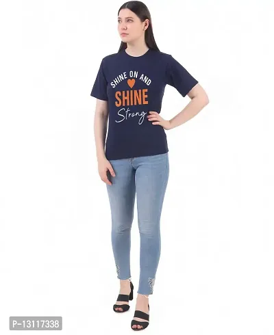 THE LION'S SHARE Regular Fit Cotton-Blend Half Sleeve Women/Girls T-Shirt .(XL)-thumb1