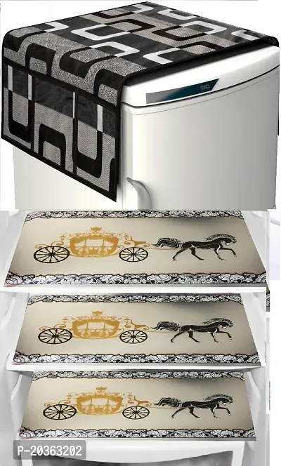 Designer Fridge/Refrigerator Top Cover with 6 Utility Side Pockets, Anti-Dust Cover, Durable, Size: 21 * 39 Inches-thumb0