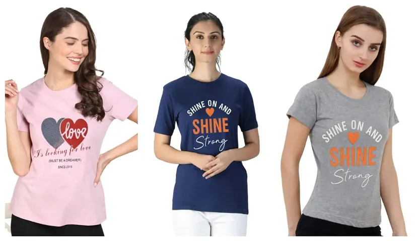 The Lion's Share Solid Colour Western Shirts & Tshirts for Women |Half Sleeve T-Shirt (Pack of 03)