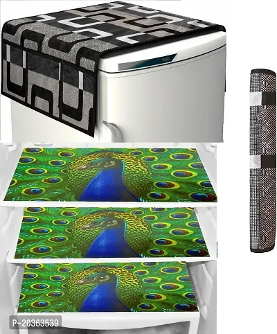 Combo of Exclusive Decorative Fridge Top Cover  Fridge Mat