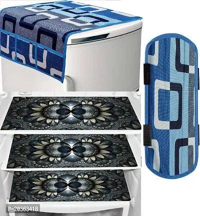 Combo of Exclusive Decorative Fridge Top Cover  Fridge Mat-thumb0