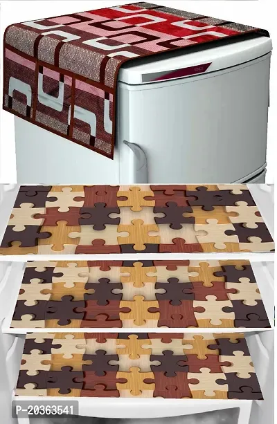 Combo of Exclusive Decorative Fridge Top Cover  Fridge Mat