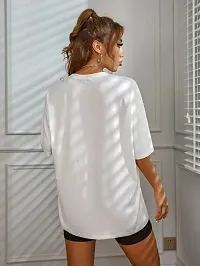 Elegant White Cotton Blend Printed Tshirt For Women-thumb1