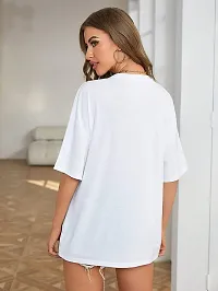 Elegant White Cotton Blend Printed Tshirt For Women-thumb1