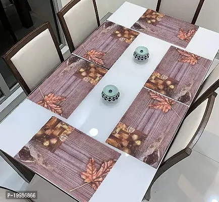 THE LIONS SHARE Placemats Table Mats|PVC Washable Place Mats|Linning Design  Dining Kitchen Restaurant Table (Set of 6, Brown, Polyvinyl Chloride)