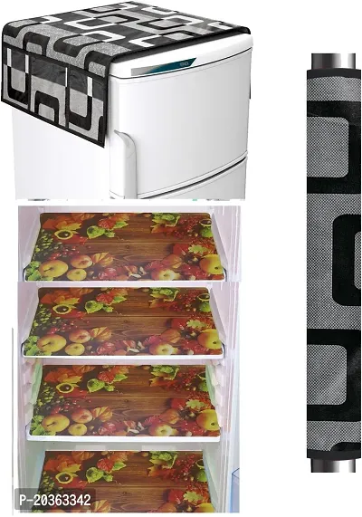 Combo of Exclusive Decorative Fridge Top Cover  Fridge Mat-thumb0