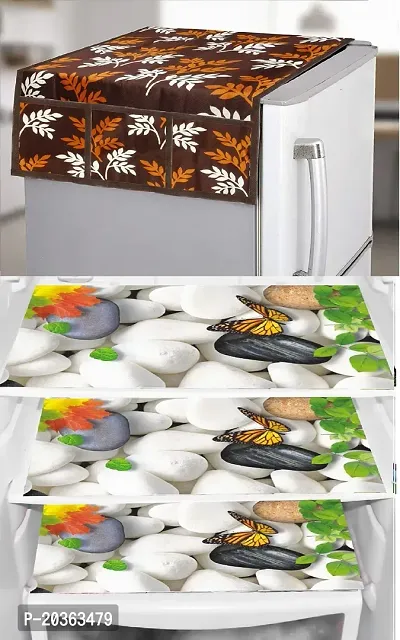 Combo of Exclusive Decorative Fridge Top Cover  Fridge Mat