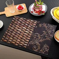 THE LIONS SHARE Placemats Table Mats|PVC Washable Place Mats|Linning Design  Dining Kitchen Restaurant Table (Set of 6, Brown, Polyvinyl Chloride)-thumb1