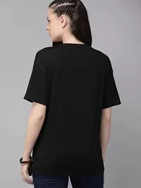 Elegant Black Cotton Blend Printed Tshirt For Women-thumb1