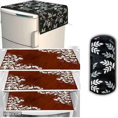 Combo of Exclusive Decorative Fridge Top Cover  Fridge Mat-thumb0